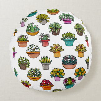 Tiny Plants In Pots Baby Burp Cloth Round Pillow