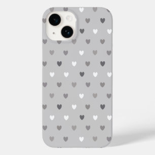 Tiny polka hearts in shades of gray Case-Mate iPhone 14 case