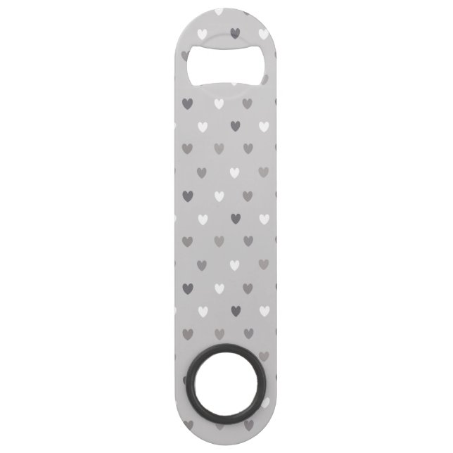 Tiny polka hearts in shades of grey bar key (Front)
