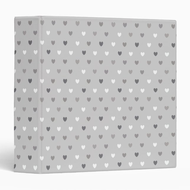 Tiny polka hearts in shades of grey binder (Front/Spine)