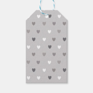 Tiny polka hearts in shades of grey gift tags