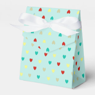 Tiny polka hearts on seafoam green favor box