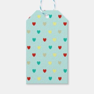 Tiny polka hearts on seafoam green gift tags