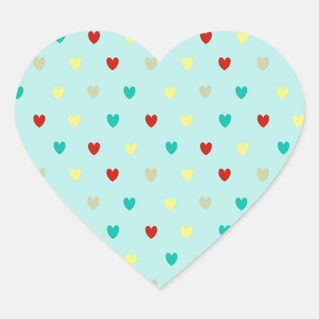 Tiny polka hearts on seafoam green heart sticker (Front)