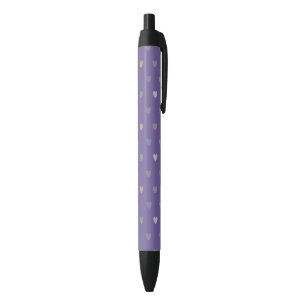 Tiny polka hearts on Ultra Violet Purple Black Ink Pen