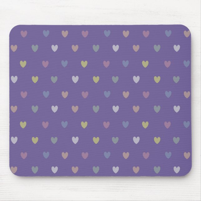 Tiny polka hearts on Ultra Violet Purple Mouse Pad (Front)
