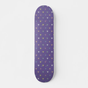 Tiny polka hearts on Ultra Violet Purple Skateboard