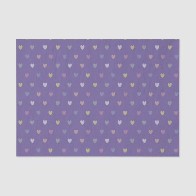 Tiny polka hearts on Ultra Violet Purple Tissue Paper (Front)