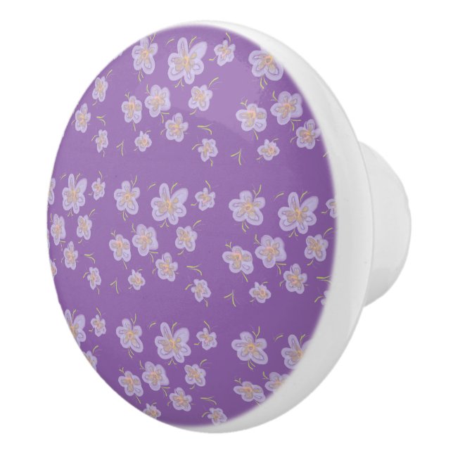 Tiny Purple Flowers Ceramic Knob (Right)