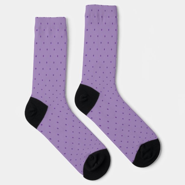 Tiny Purple Polka-Dots Pattern on Lighter Purple Socks (Right)