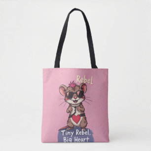 Tiny Rebel Big Heart – Cute Punk Mouse Tote Bag