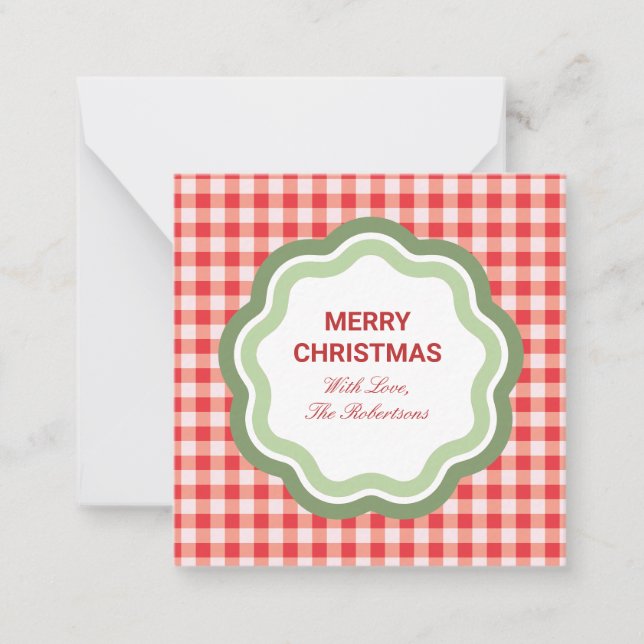 Tiny Red Gingham Personalized Gift Enclosure  Card (Front)