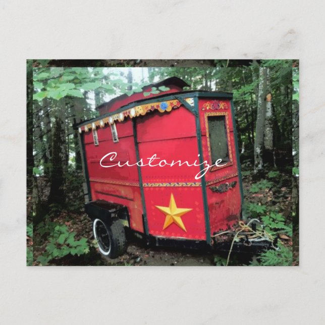 Tiny red gypsy caravan Thunder_Cove Postcard (Front)