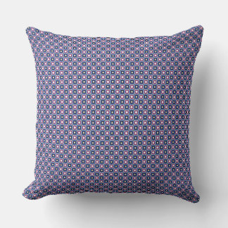 Tiny Red Purple Stars and Blue Squares  Throw Pillow