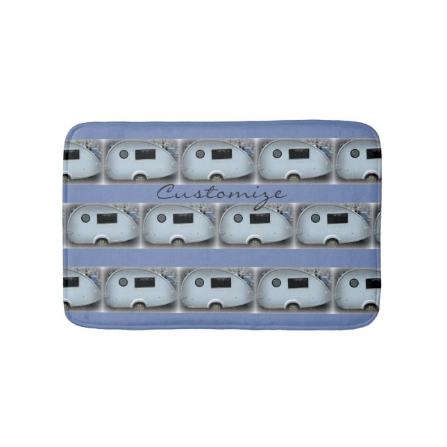 Tiny Retro teardrop caravan campers Bath Mat (Front)