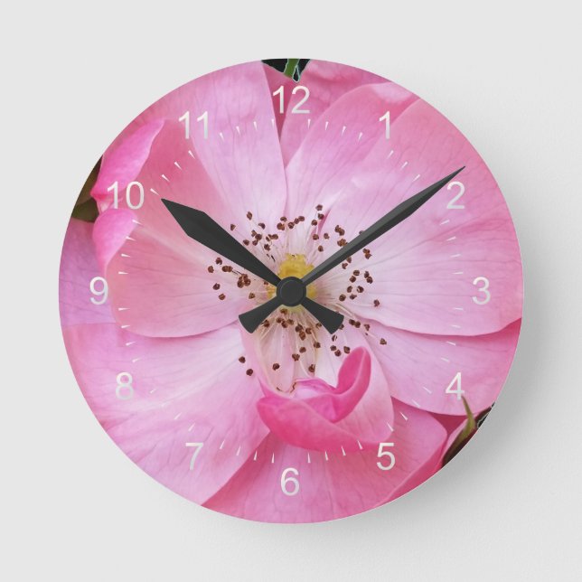 tiny rosebud opens round clock (Front)