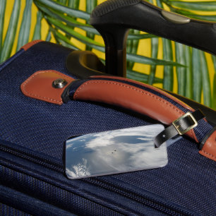 Tiny Satellites Orbit Above A Part Of Earth. Luggage Tag