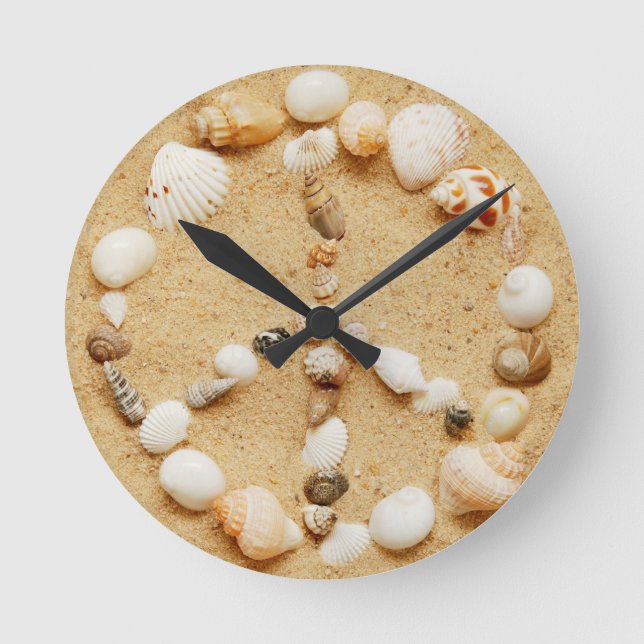 Tiny Seashell Peace Sign Wall Clock (Front)