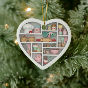 Tiny Shelves: Baker Edition graphic print Baking Ceramic Ornament