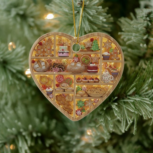 Tiny Shelves Christmas Bakery Baked Treats 2Dprint Ceramic Ornament (Tree)