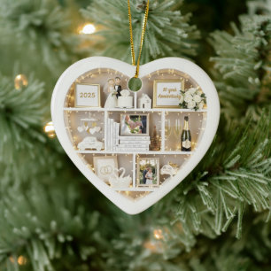 Tiny Shelves Personalized Wedding Anniversary Ceramic Ornament