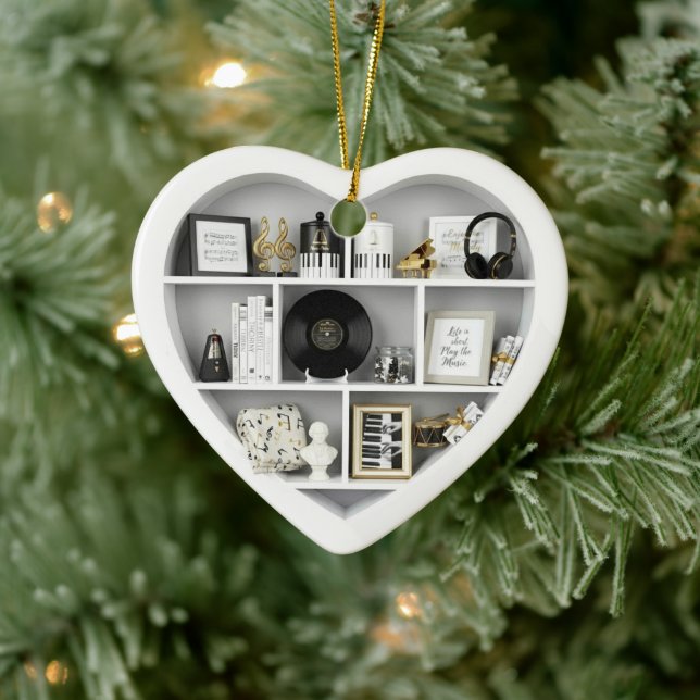 Tiny Shelves Piano Music Fan edition 2Dprint Heart Ceramic Ornament (Tree)