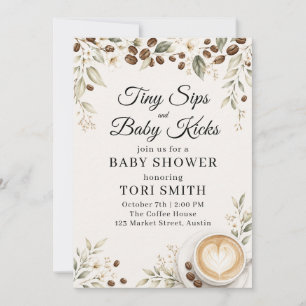 Tiny Sips and Baby Kicks Coffee Baby Shower Invitation