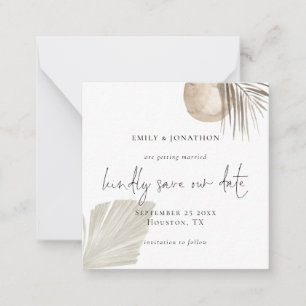 TINY SIZE   Boho Pampas Grass Script Save The Date Card