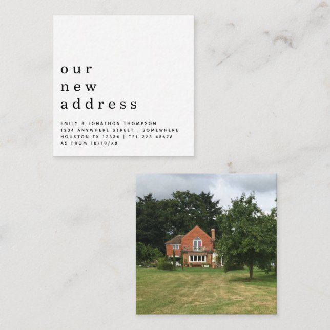 TINY SIZE | Simple Photo Moving New Address Card (Front/Back)