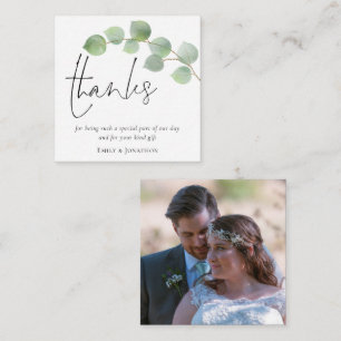 TINY SIZEEucalyptus Script Photo Wedding Thanks Card