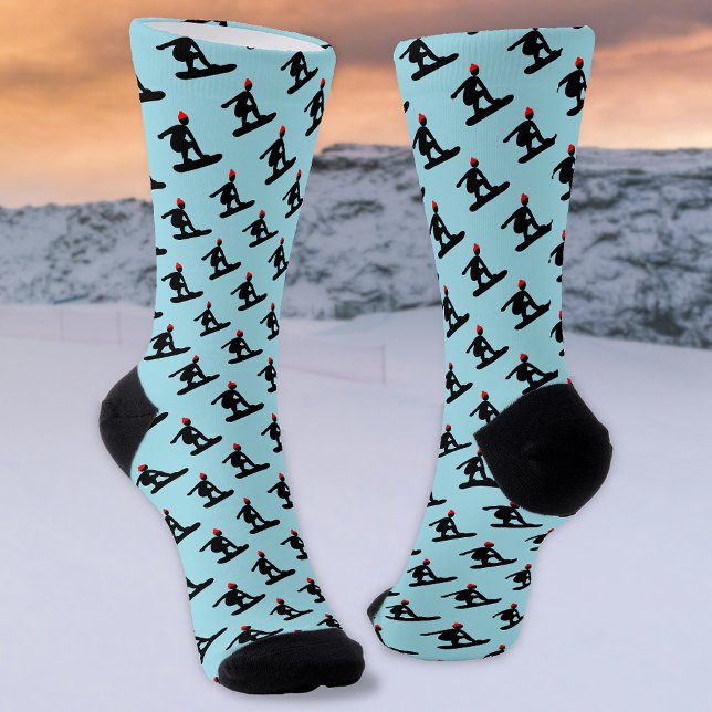 Tiny snowboarder motif on ice blue or any colour s socks (Creator Uploaded)