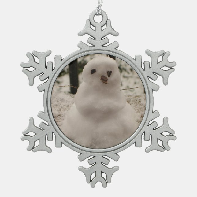 Tiny Snowman Pewter Ornament (Front)