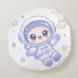 Tiny Space Explorer Round Pillow