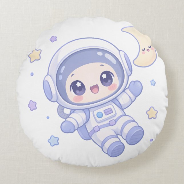 Tiny Space Explorer Round Pillow (Front)
