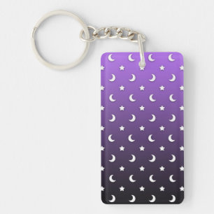 Tiny Stars and Moons on Purple Keychain