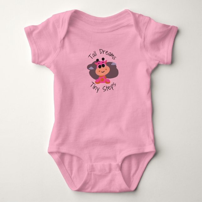 Tiny Steps Giraffe Infant Clothes Shower Gift  Baby Bodysuit (Front)