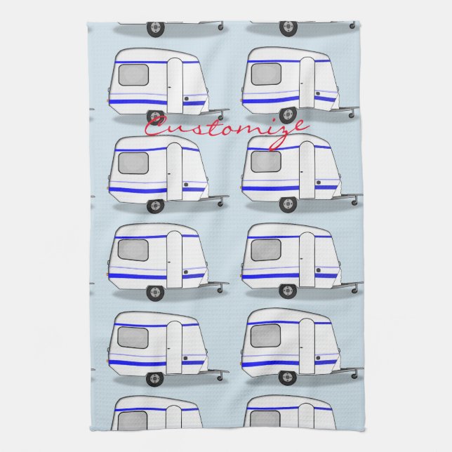 Tiny streamlined caravan Thunder_Cove any colour Kitchen Towel (Vertical)