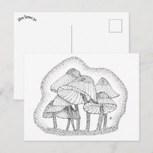 tiny striped mushrooms postcard