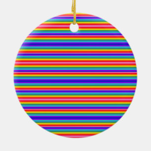 Tiny Stripes of Rainbow Colours Ceramic Ornament