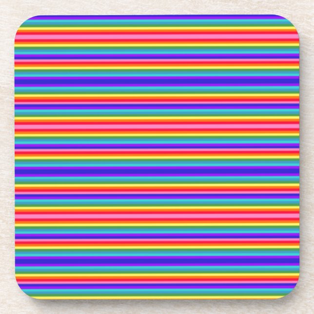 Tiny Stripes of Rainbow Colours Coaster (Front)