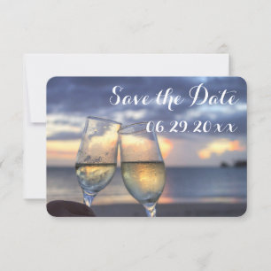Tiny Sunset Beach Save The Date Flat Cards