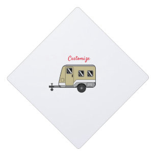 Tiny Tan Caravan Camper Thunder_Cove Graduation Cap Topper