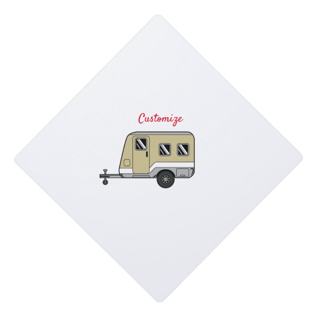 Tiny Tan Caravan Camper Thunder_Cove Graduation Cap Topper (Front)