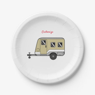 Tiny Tan Caravan Camper Thunder_Cove  Paper Plate