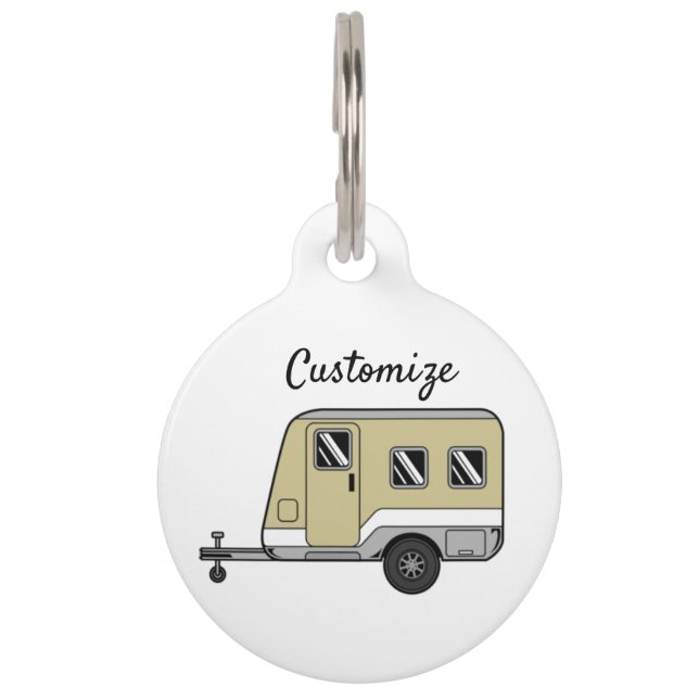 Tiny Tan Caravan Camper Thunder_Cove Pet Tag (Front)