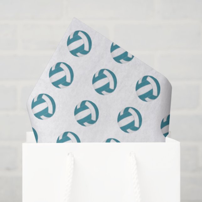 tiny teal white volleyballs pattern tissue paper (Gift Bag)