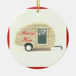 Tiny teardrop caravan casa ceramic ornament
