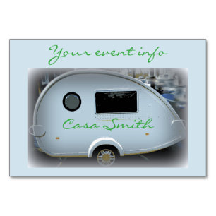 Tiny teardrop trailer  gypsy caravan table number