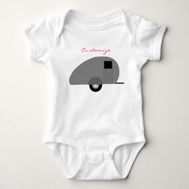 Tiny Teardrop Trailer Thunder_Cove Baby Bodysuit (Front)
