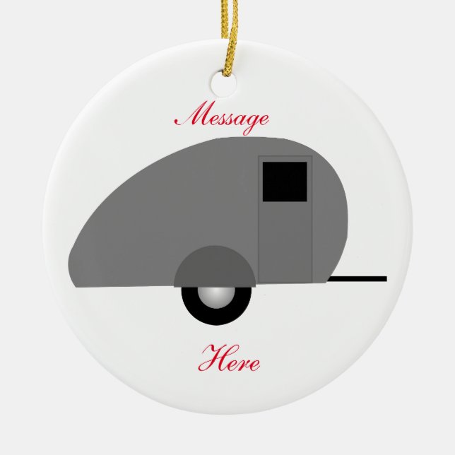 Tiny Teardrop Trailer Thunder_Cove Ceramic Ornament (Front)